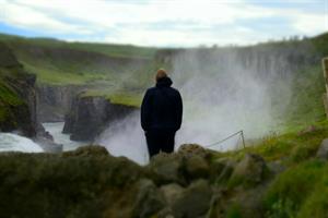 Looking out over Gullfoss waterfall - South