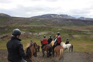 Riding in the hills above Hveragerði village
