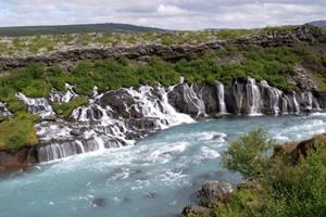 Hraunfossar and Barnafossar waterfalls - West