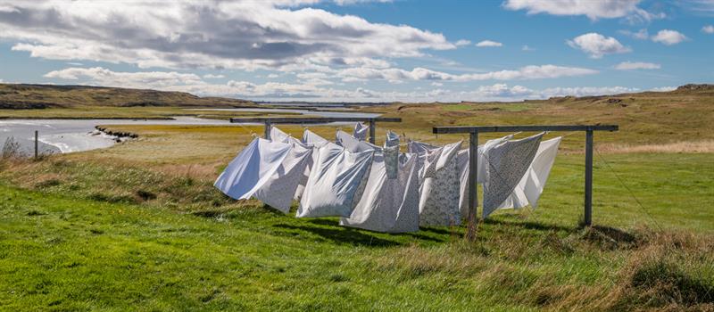 Laundry drying at accommodation Ensku Húsin in West Iceland