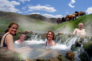 Relaxing in Reykjadalur Hot Springs